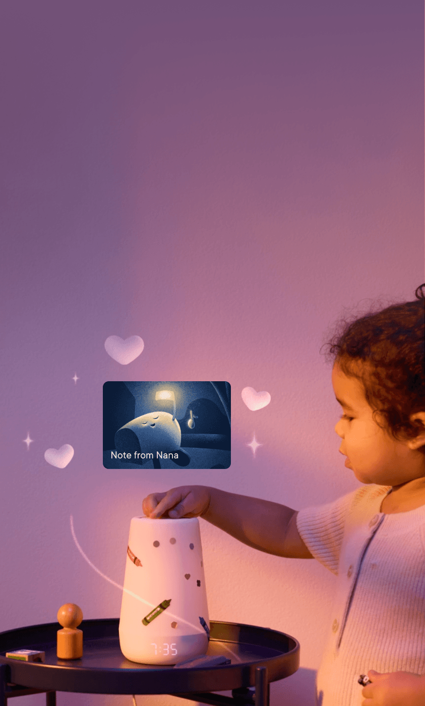 Screens from the morning, sunrise alarm features in the Hatch Sleep app; featuring Hatch+ content