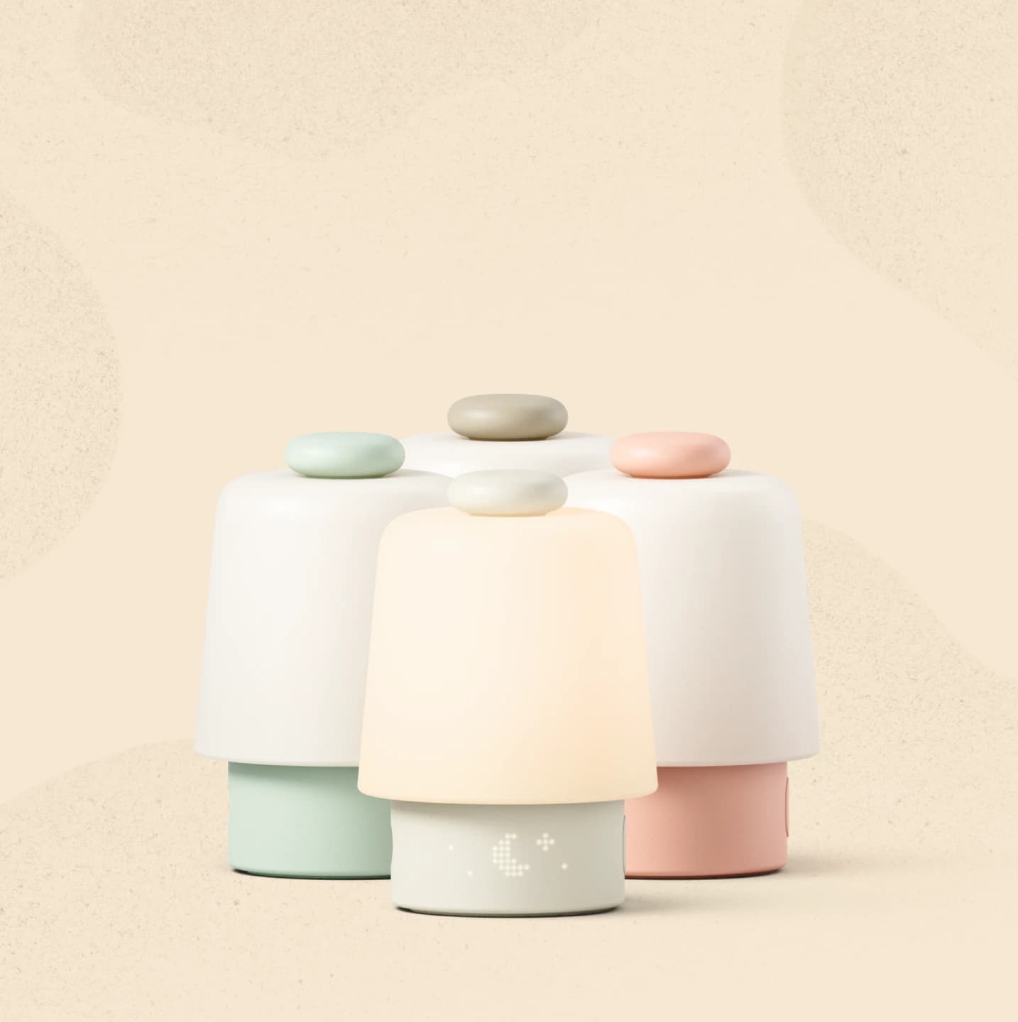 Hatch Baby mint, peach, greige, and putty colorways grouped together