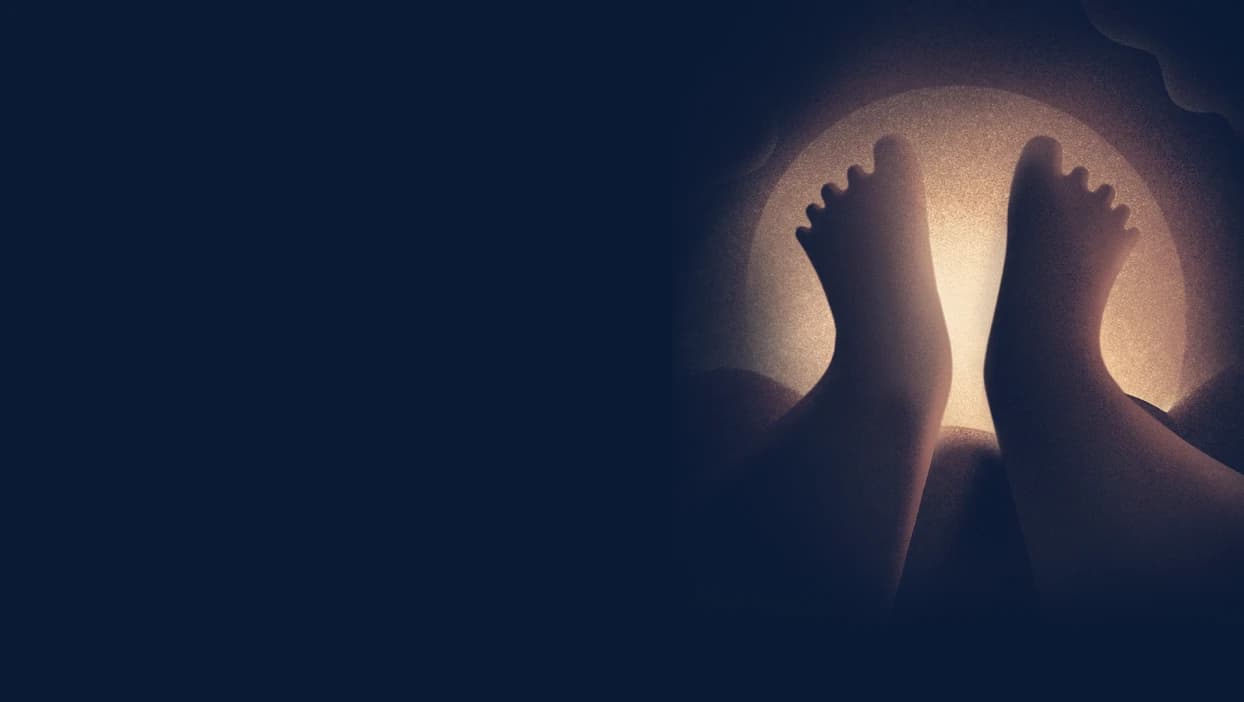 Stylized illustration of legs against a gentle light